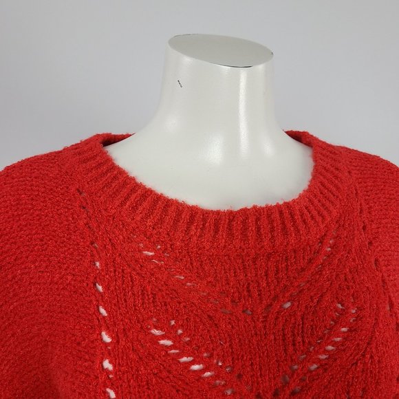 Grace & Lace Red Cotton Blend Knit Belle Sleeve Sweater Size S/M - Picture 2 of 14